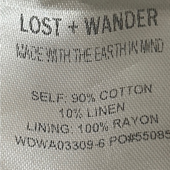 Lost + Wander Beige/White Striped Square Neck smocked Mini Dress size medium - Picture 9 of 9